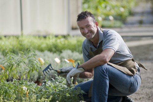 Satisfied customer with well-maintained trees